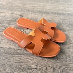Elegant Brown Slide Sandals